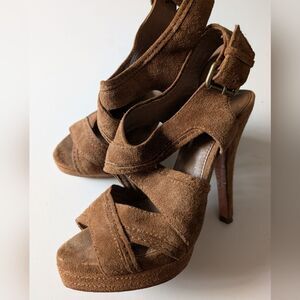 Massimo Dutti Suede Platform Sandals 37/7